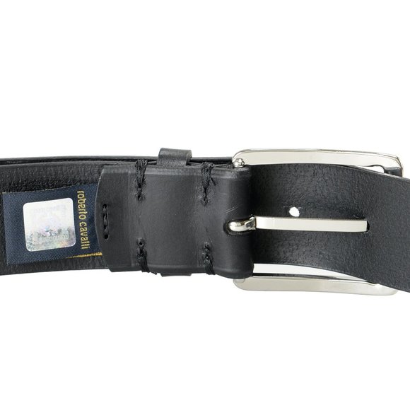 Cavalli Class Men's Black 100% Leather Buckle Decorated Belt - Picture 6 of 6